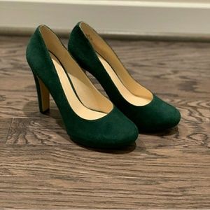 Gorgeous in Green Suede Heels!!